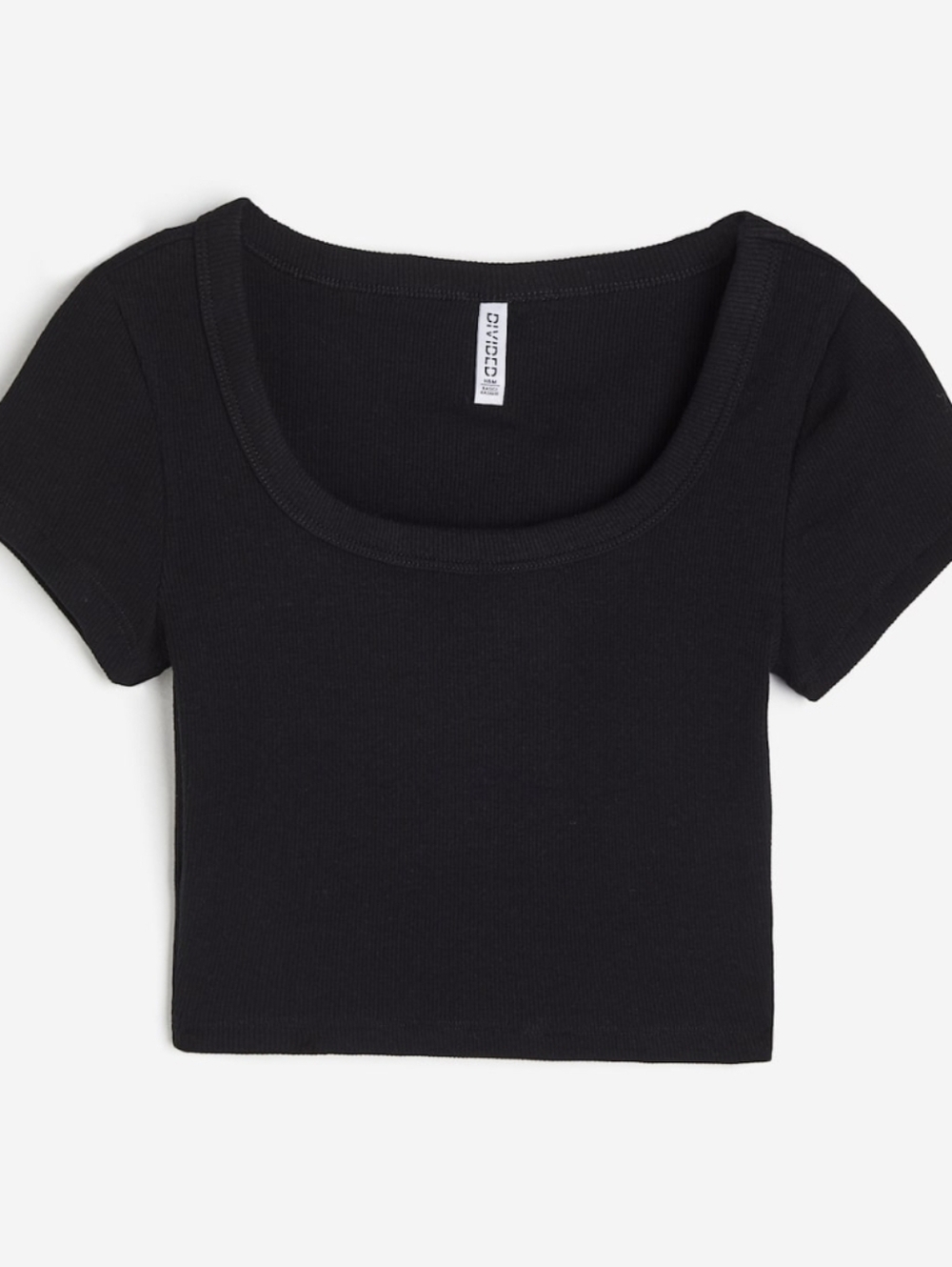 H&M, Divided Basics, Black Scoop Crop Tee. XXL